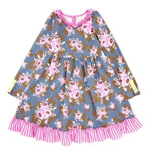 EUC Matilda Jane Big Girls Make Believe Fairy Tales Floral Dress in Blue 8